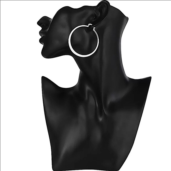 Sterling Silver Oversized Hoop Earrings - Picture 3 of 4